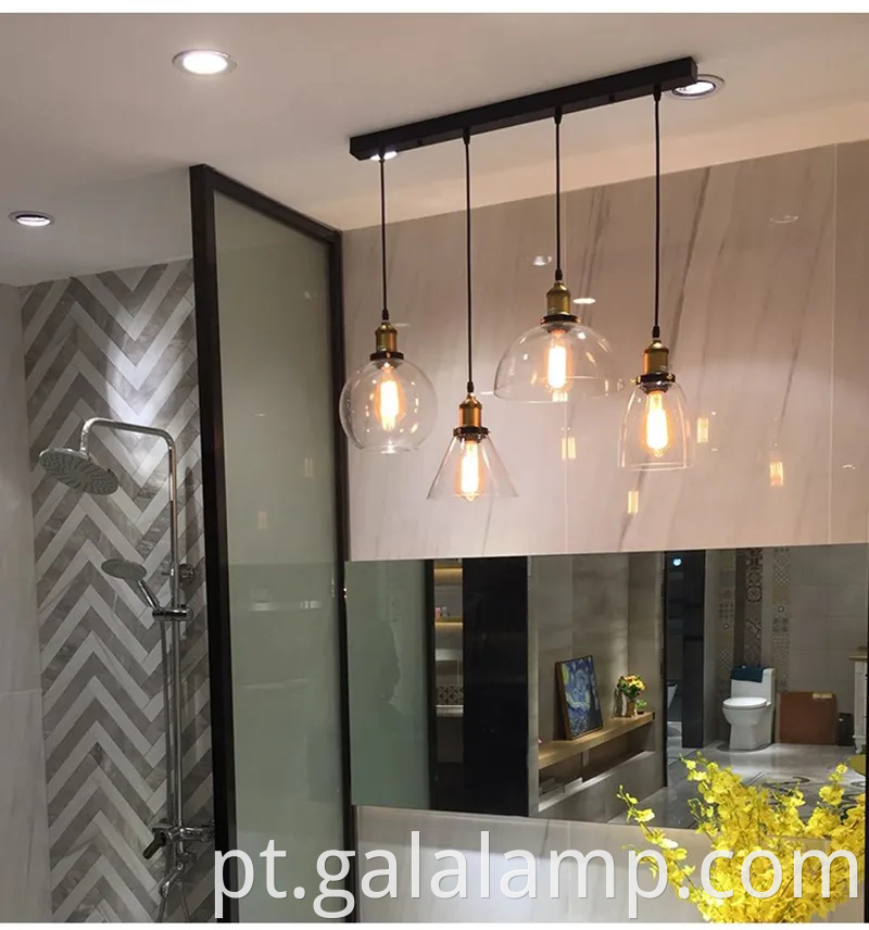 Luz pendente de bolha de vidro E27 elegante para casas modernas